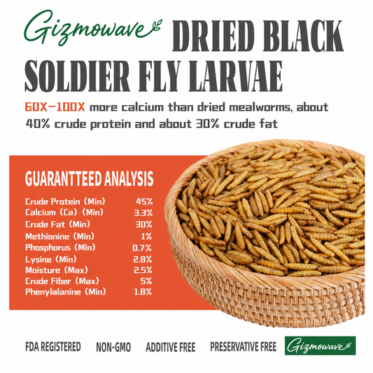 Gizmowave dried black soldier fly larvae guaranteed analysis