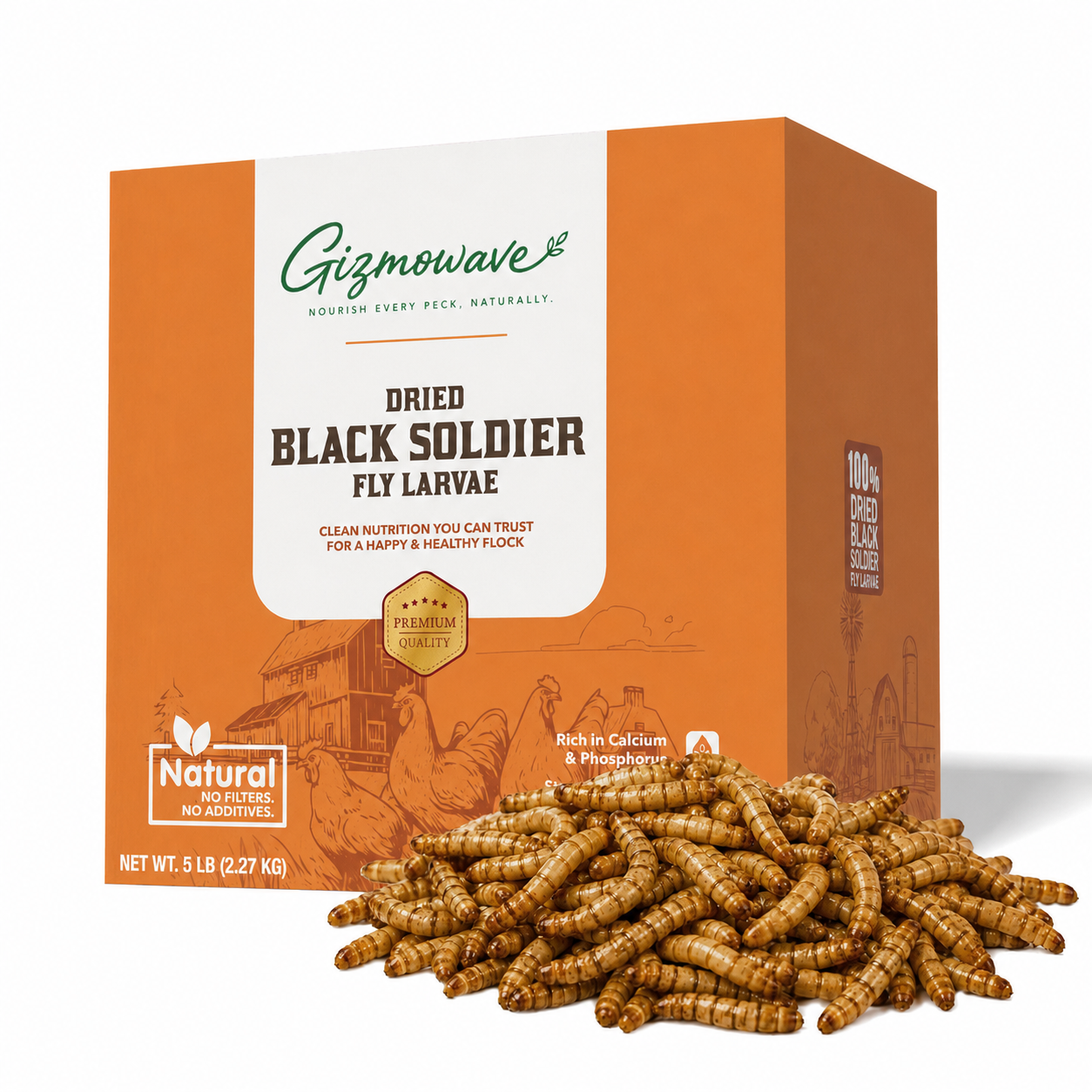 Gizmowave premium dried black soldier fly larvae 5 lb box