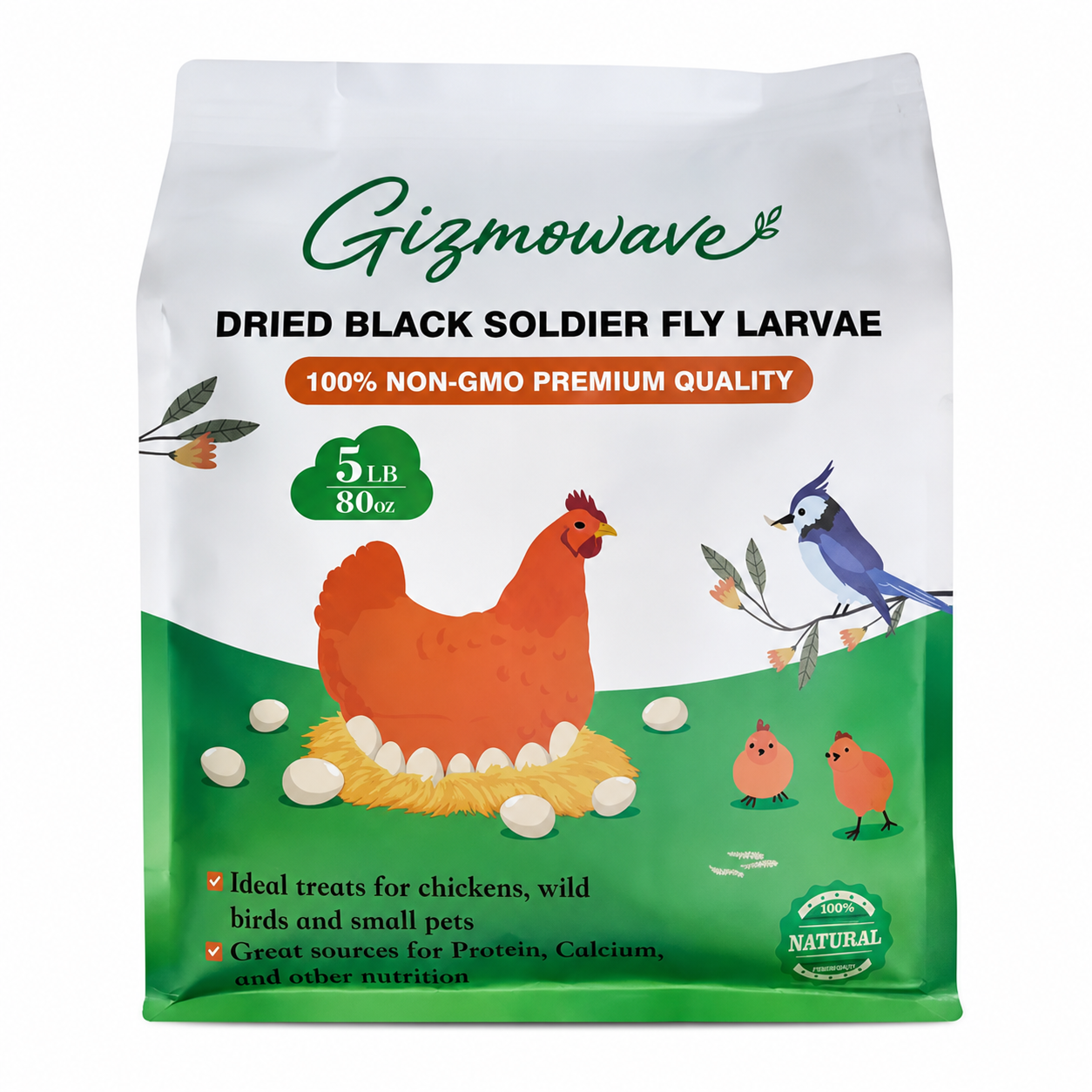 Gizmowave dried black soldier fly larvae 5 lb resealable bag
