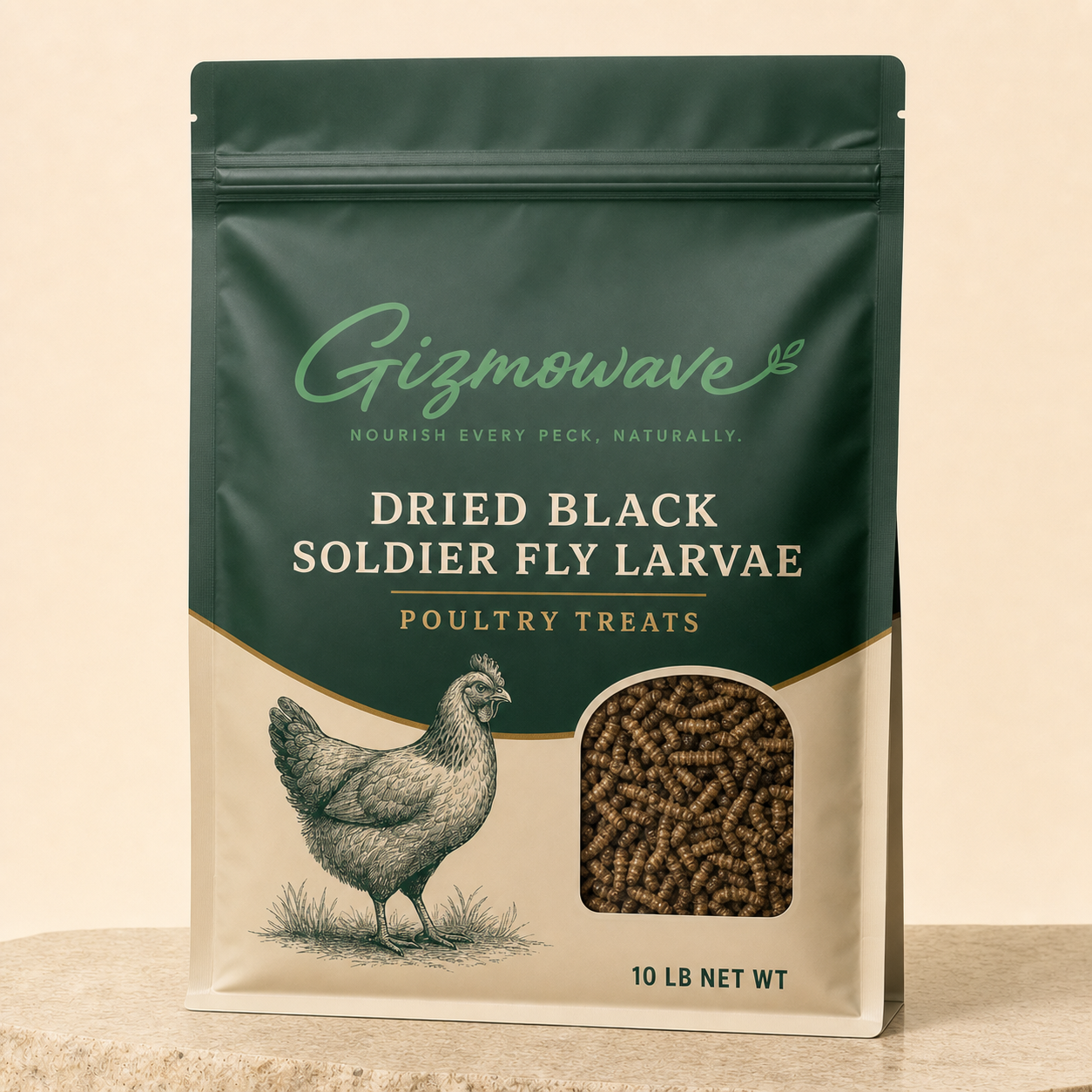 Gizmowave dried black soldier fly larvae poultry treats 10 lb pouch
