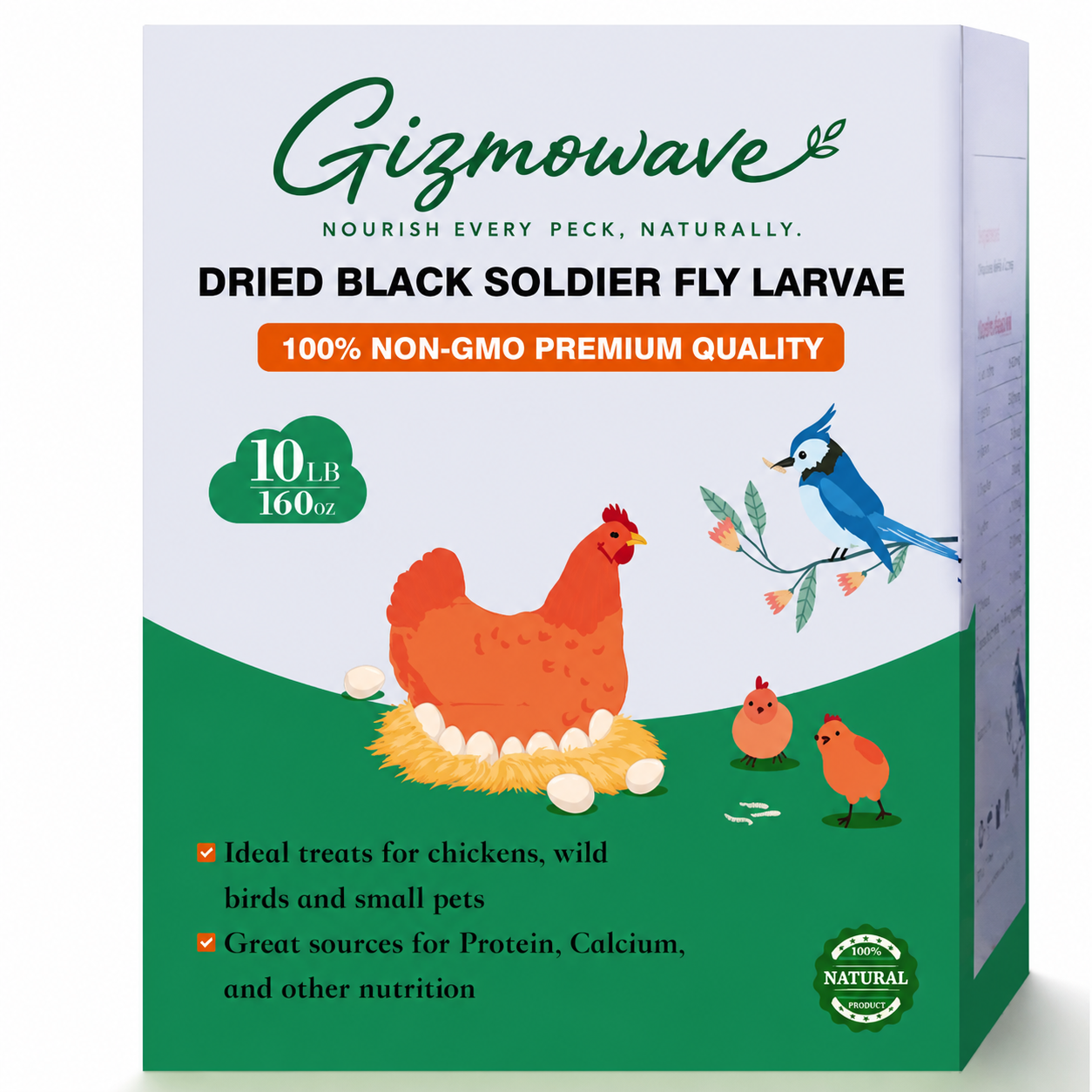 Gizmowave dried black soldier fly larvae 10 lb carton
