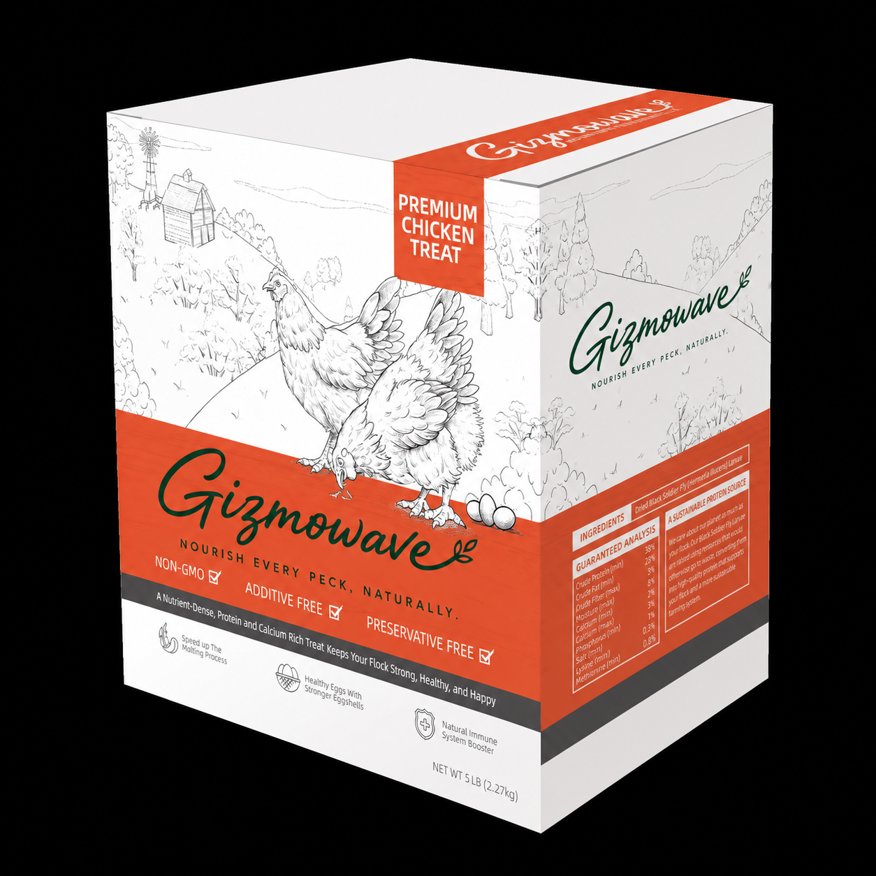 Gizmowave microwave-dried black soldier fly larvae 5 lb box