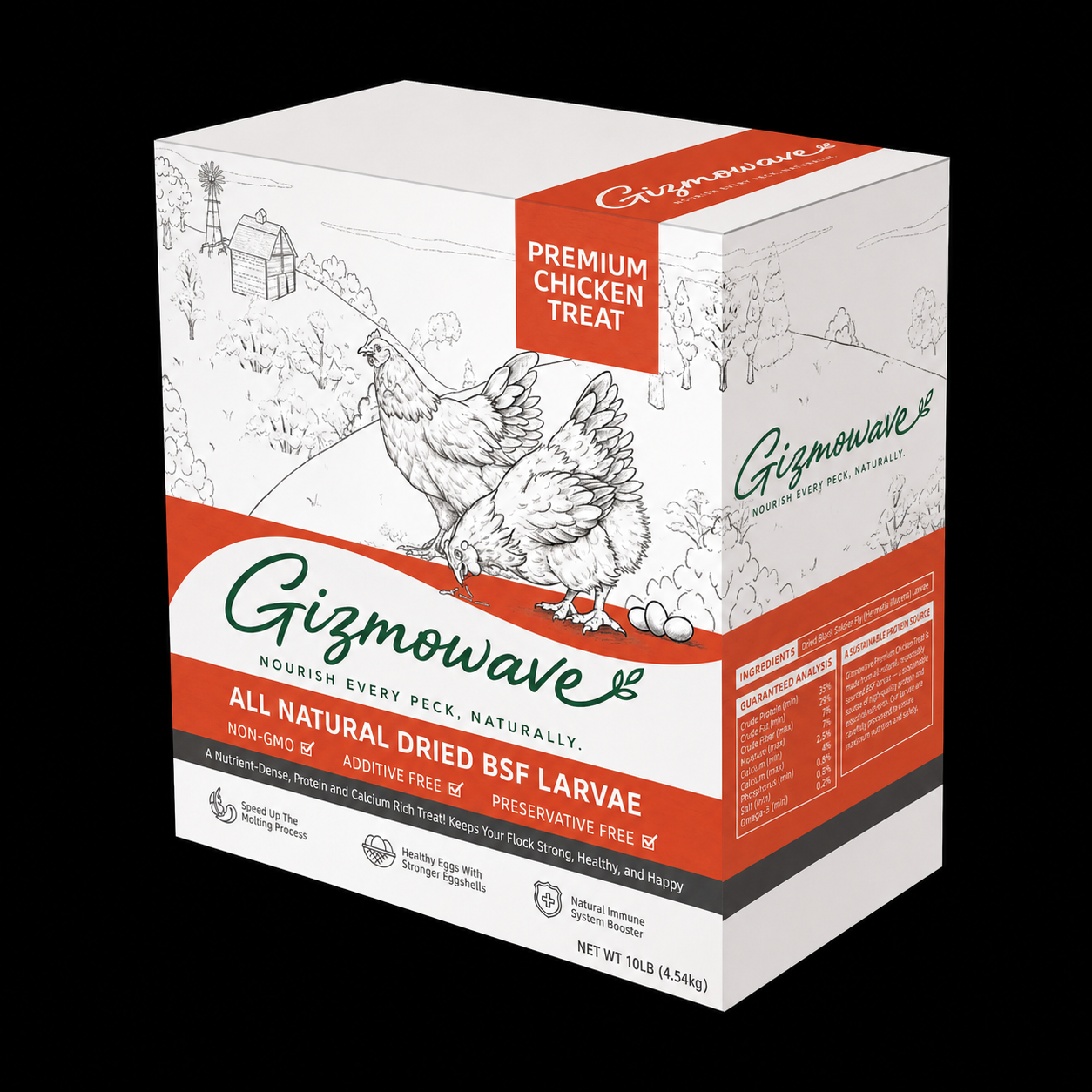 Gizmowave microwave-dried black soldier fly larvae 10 lb box
