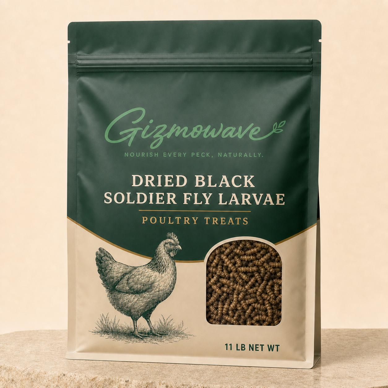 Gizmowave dried black soldier fly larvae poultry treats 11 lb pouch