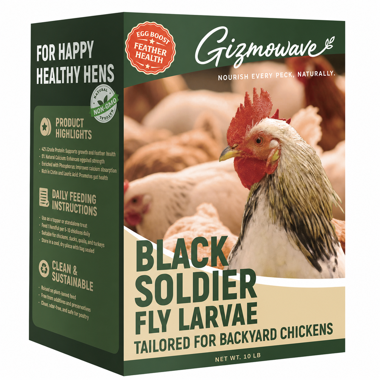 Gizmowave dried black soldier fly larvae 10 lb package