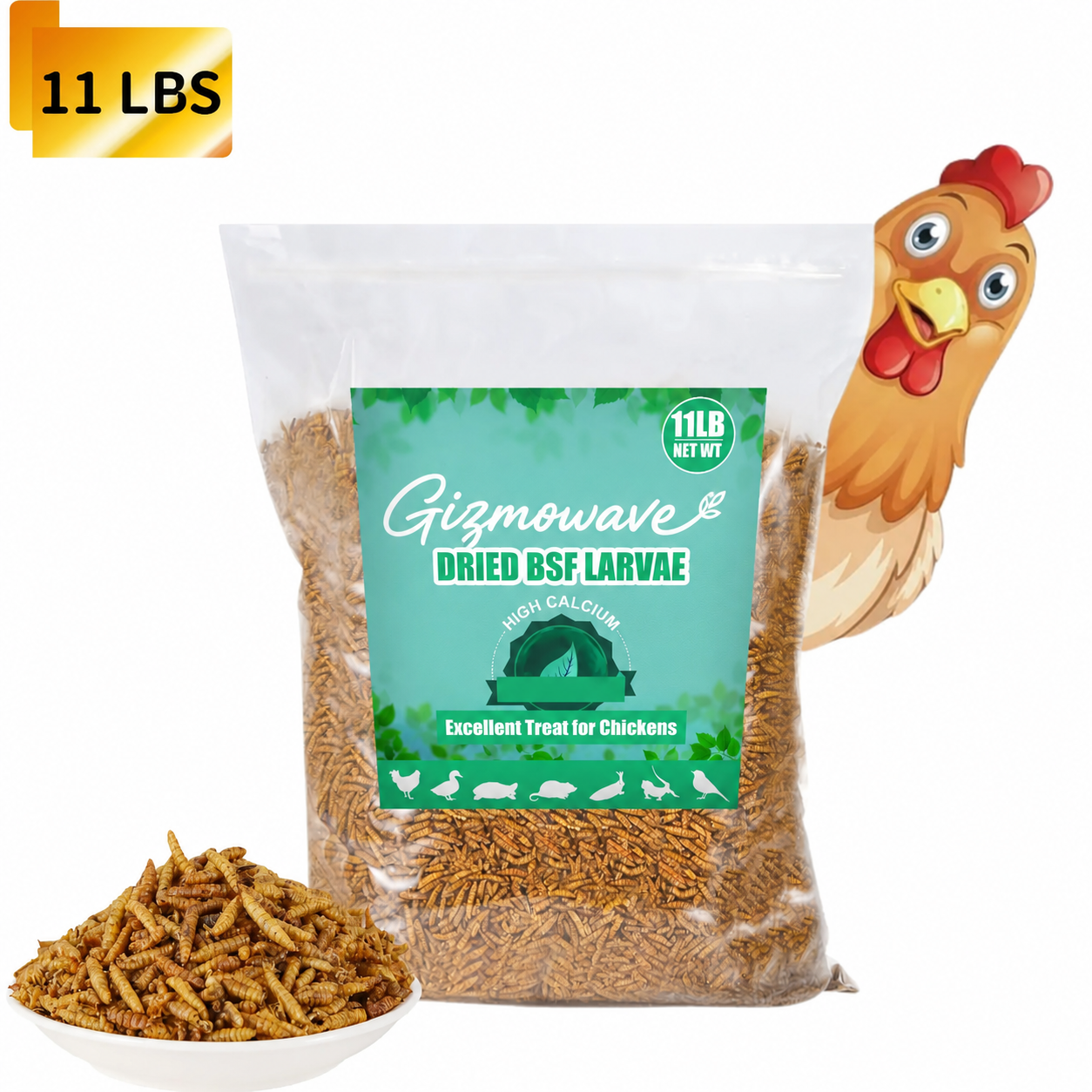 Gizmowave dried black soldier fly larvae 11 lb option