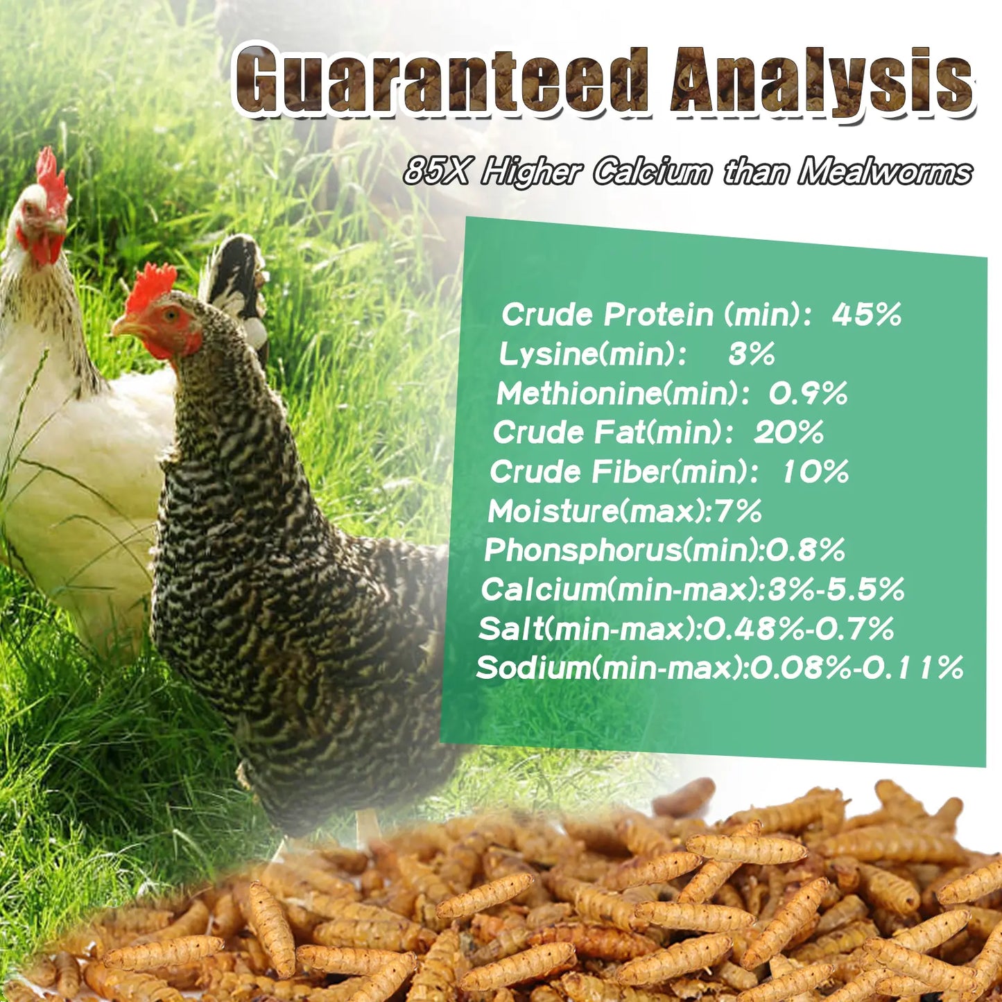 Guaranteed analysis for dried black soldier fly larvae